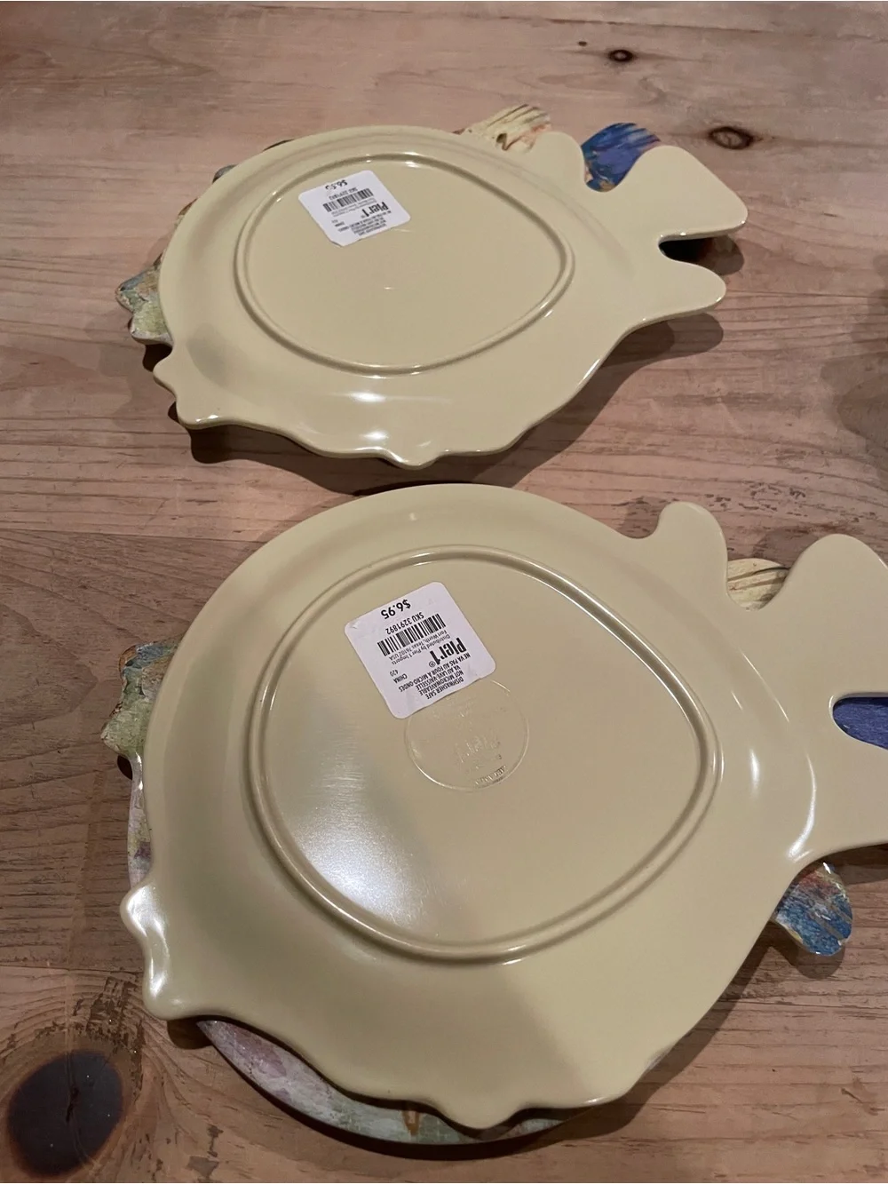 NWT Pier 1 set (10) Colorful puffer fish melamine plates appetizer salad sushi